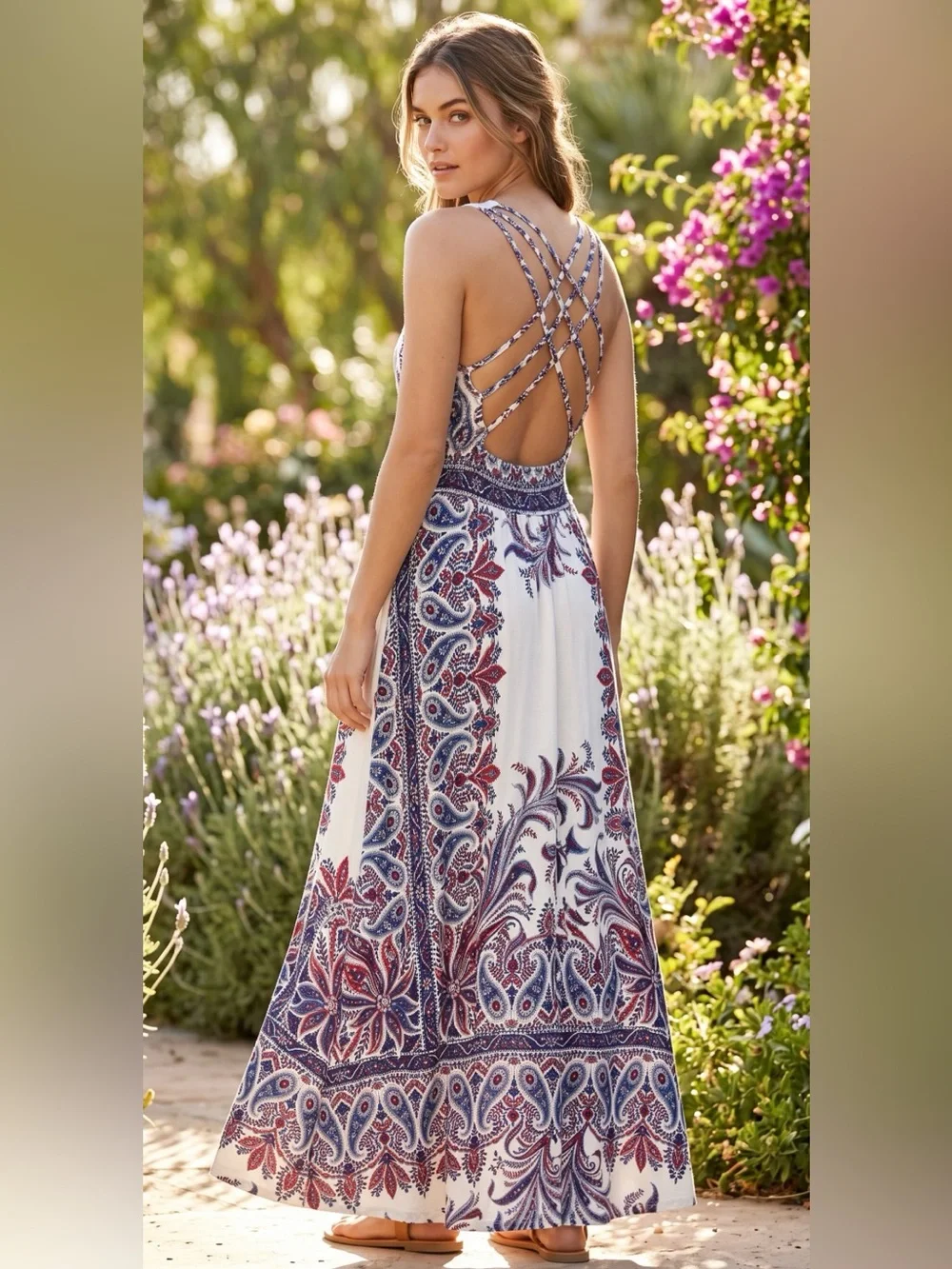 Christopher & Banks Women’s Paisley Maxi V-Neck Multicolored Lined Dress Size XL